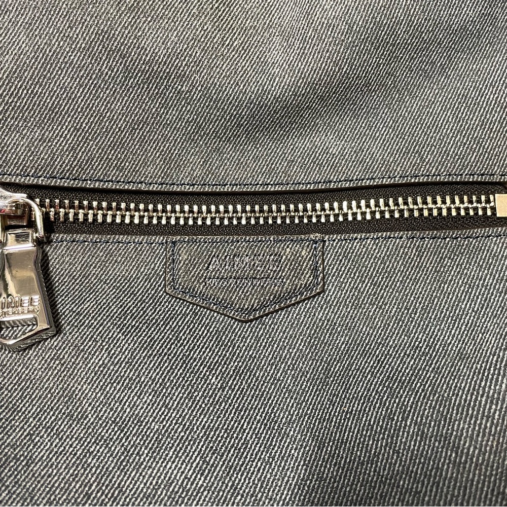 Leather Zip-Front Bag with Silver Hardware